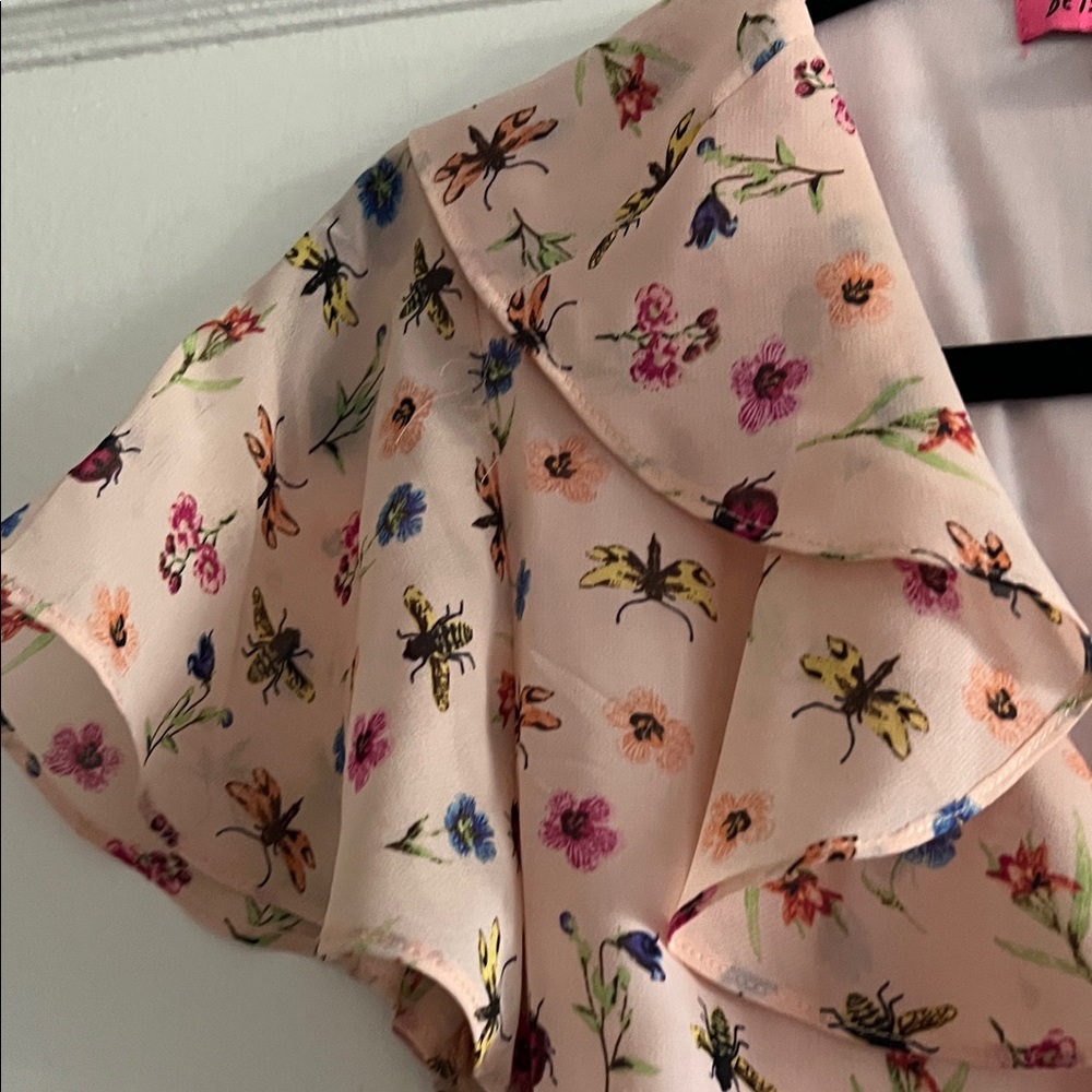 Betsey Johnson Pink Floral Ruffle Mini Dress - Picture 5 of 12